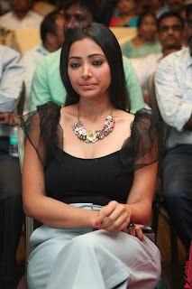 Swetha Basu in a Black Sleeveless Top Long Skirt at Mixture Potlam Movie Audio Launch 016.JPG