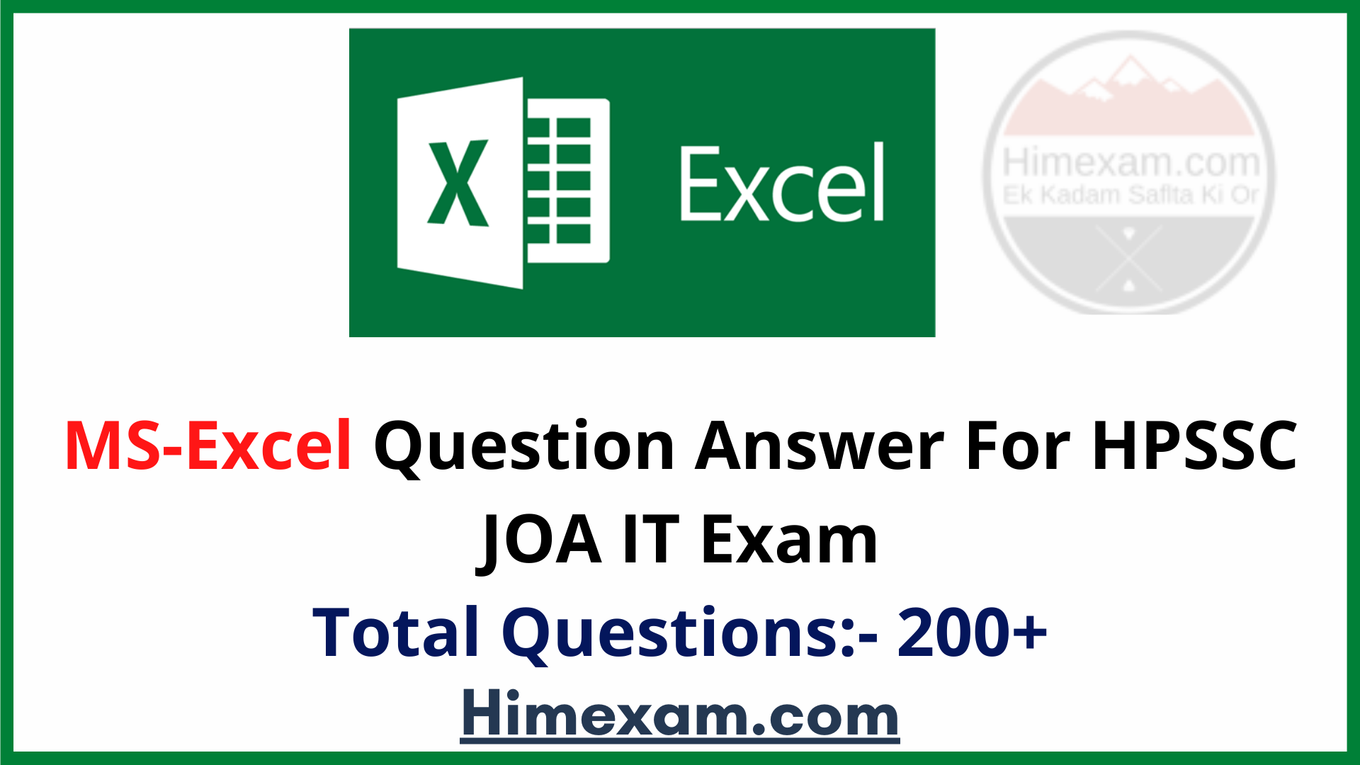 MS-Excel Question Answer For HPSSC JOA IT Exam