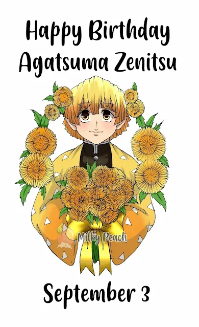 Hoje é o aniversário de Zenitsu Agatsuma do Anime Kimetsu no Yaiba