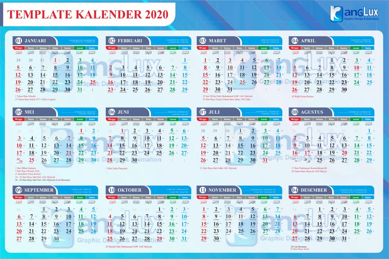  Gratis  Download  Kalender  2020  cdr corel draw kanglux