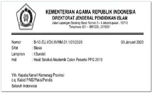 Hasil Seleksi Akademik Calon Peserta PPG Guru Madrasah Tahun 2020