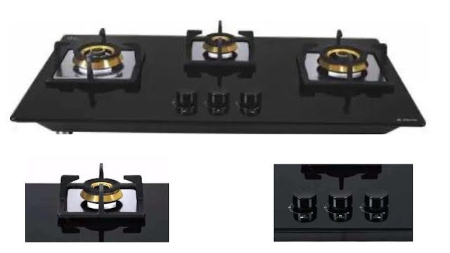 Elica FLEXI FB HCT 375 DX Brass Automatic Gas Stove  (3 Burners)