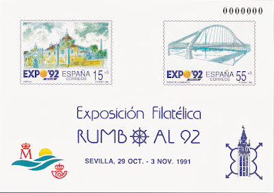 Sevilla - Filatelia - Expo 92 - 1991 Sobre Primer día Prueba de lujo Exposición Rumbo al 92