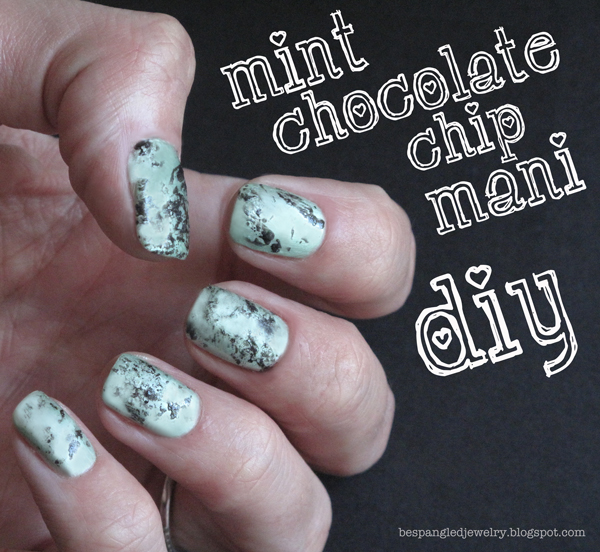 Mint Chocolate Chip manicure, DIY nail art tutorial