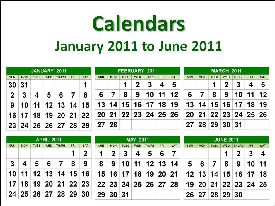 2011 Calendar 1 Page. June 2011 in one (1) page
