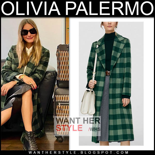 Olivia Palermo in green check wool coat