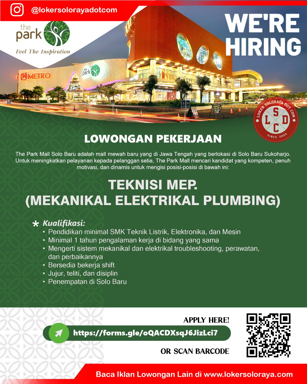 Loker Sukoharjo Update di The Park Mall Solo Baru