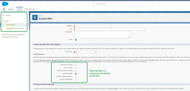 Add CSP trusted sources in Salesforce