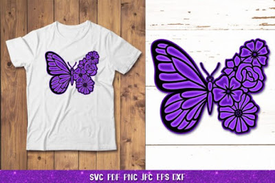 3D Butterfly SVG,3D Papercut Butterfly