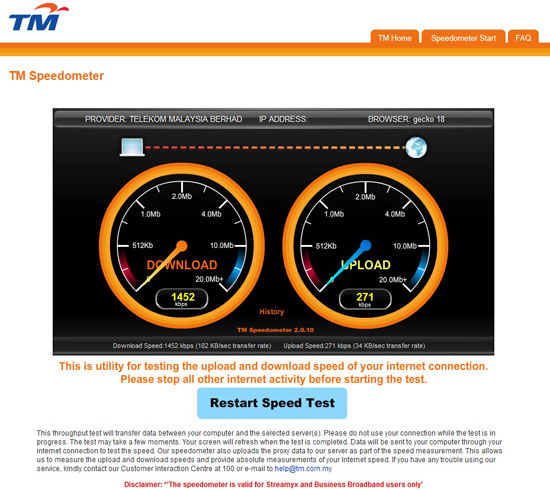 Streamyx Speed Test  TM Speedometer