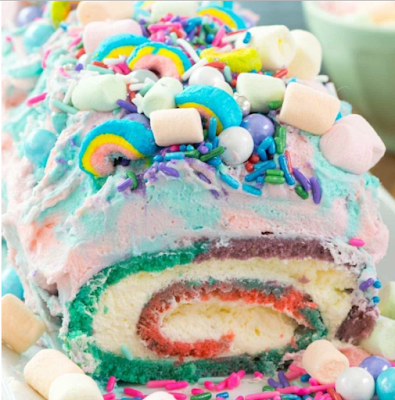 Unicorn Cake Roll #desserts