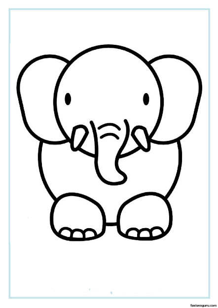Printable Coloring Pages Elephants  Elephant Face Coloring Pages