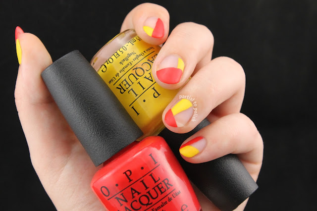 OPI Red and Yellow Negative Space Colour Blocks