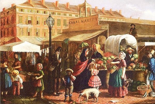Henry Mosler American artist 1841 1920 Canal Street Market