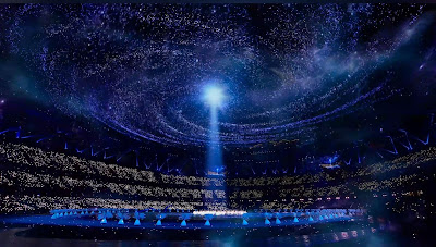 Hình ảnh vũ trụ huyền ảo của sân vận động hình cánh sen khổng lồ