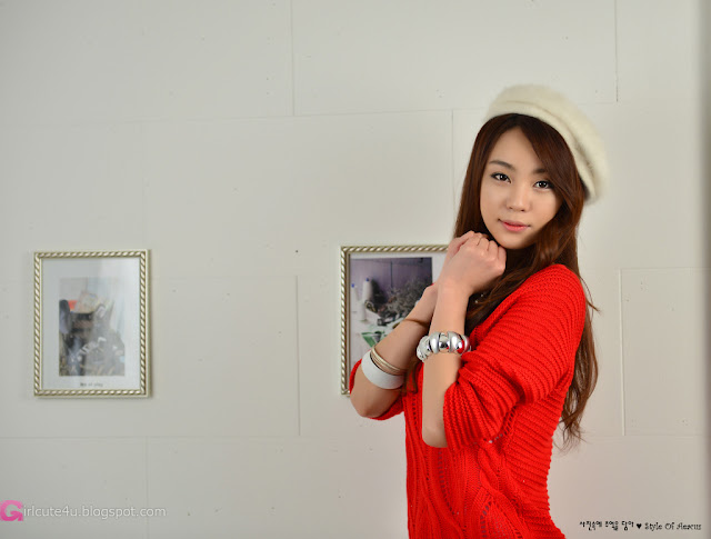 3 Lovely Ju Da Ha in Red Sweater  -Very cute asian girl - girlcute4u.blogspot.com