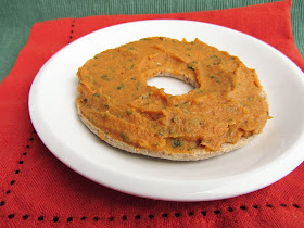 southwest sweet potato dip on bagel