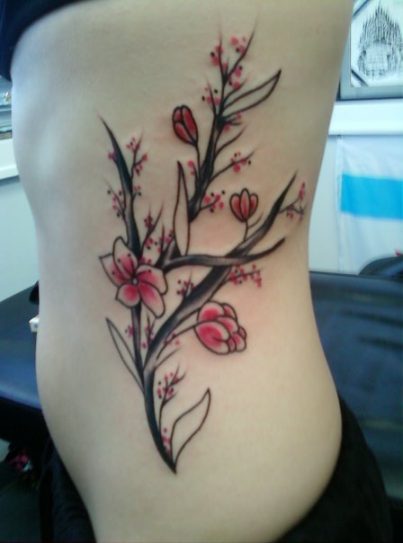 cherry blossom side tattoos