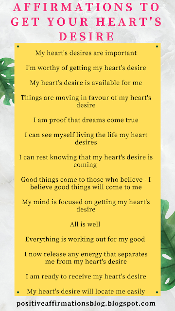 Affirmations to get your heart's desire