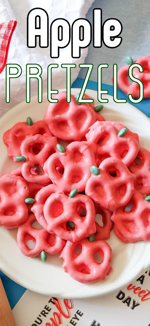 pretzels on a white plate with recipe title text overlay.