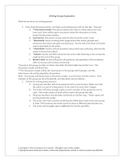 Middle and High School ELA Lesson Plans-Writing Groups Explanation