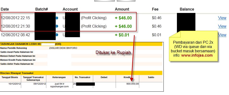 Bukti pembayaran profitclicking