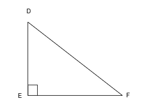 Gambar segitiga Siku-Siku dengan sudut DEF dan sudut siku-siku berada di E