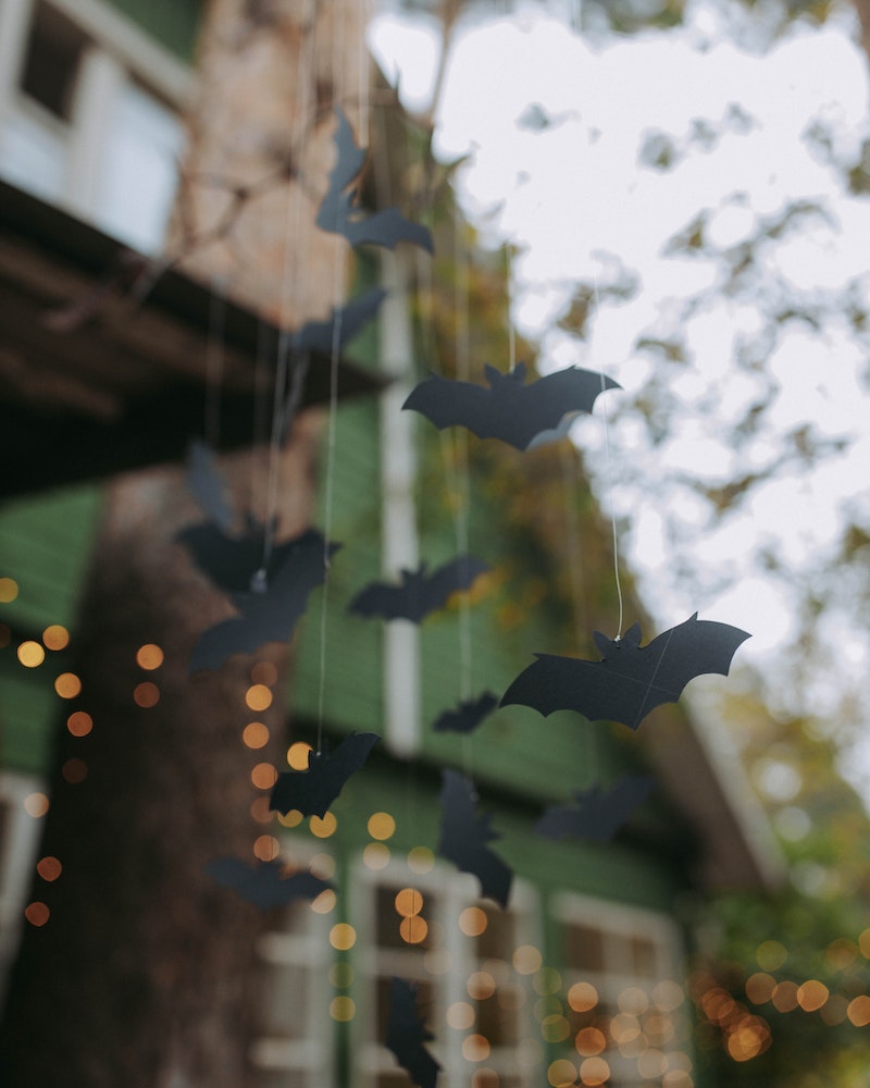 bat decorations hanging in a yard