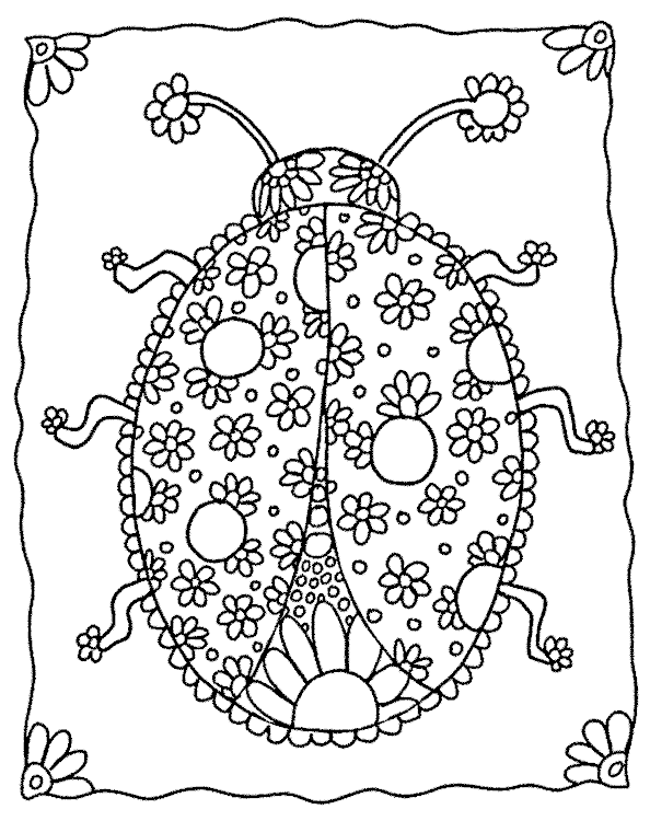 gambar mewarnai kumbang motif bunga