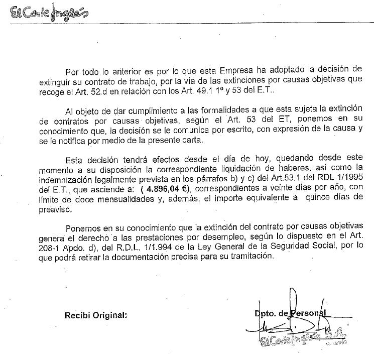 FECOHT GALICIA: Primeros despidos Corte Inglés por 