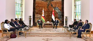 استقبل السيد الرئيس عبد الفتاح السيسي، اليوم بقصر الاتحادية، الرئيس "إيمرسون منانجاجوا"، رئيس زيمبابوي، الذي يقوم بزيارة لمصر
