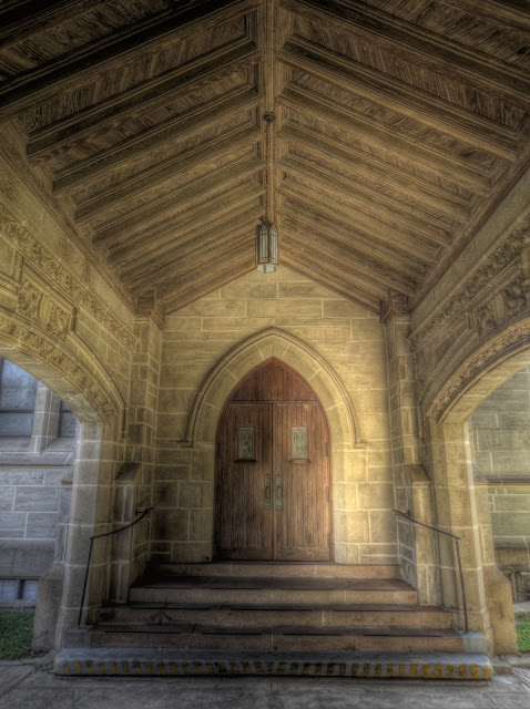 side door to St. Paul's United Methodist Church - Houston Texas