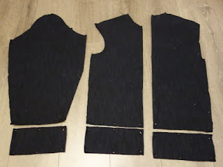 Pieces of clothing ready to be sewed (inner side)