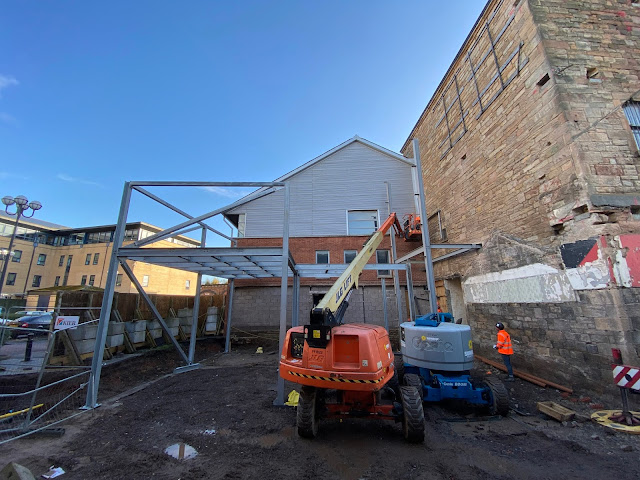 Steel structure on a building site