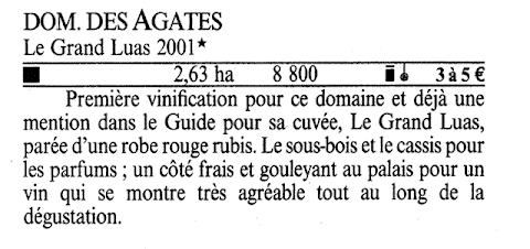 Domaine des Agates - Le Grand Luas 2001