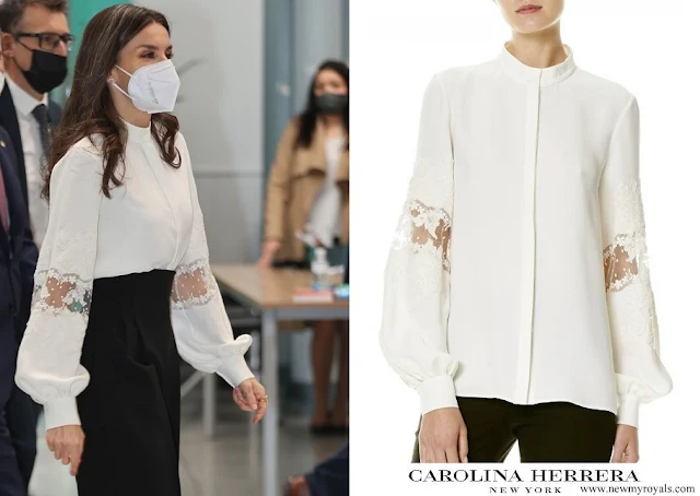 Queen Letizia wore Carolina Herrera Silk Blouse Spring 2017 Collection