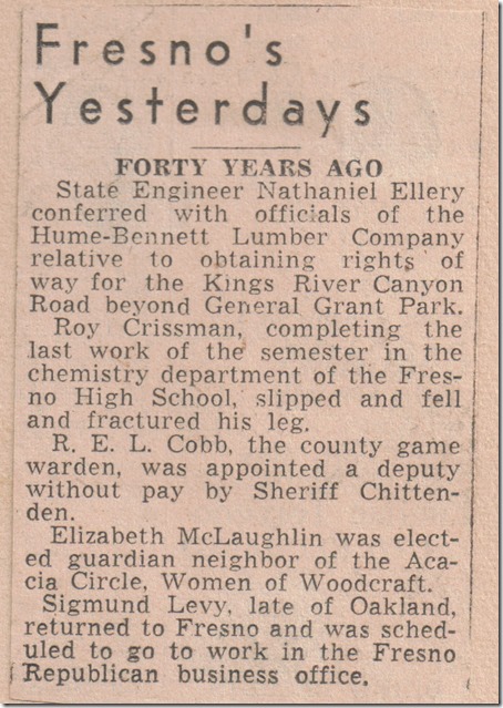 Forty Years Ago Sig Return to Fresno