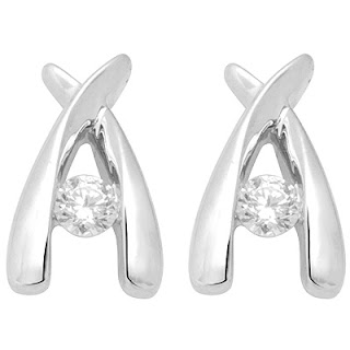 18Kt Silver cz Diamond Studs