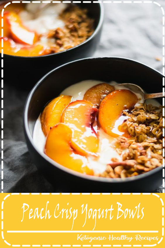 Peach Crisp Yogurt Bowls - Made with creamy vanilla yogurt, homemade maple granola, and juicy roasted peaches. Enjoy this for breakfast or a lightened-up dessert! #breakfast #peaches #summer #summerrecipes #breakfastrecipe Peach Crisp Yogurt Bowls - Made with creamy vanilla yogurt, homemade maple granola, and juicy roasted peaches. Enjoy this for breakfast or a lightened-up dessert! #breakfast #peaches #summer #summerrecipes #breakfastrecipe