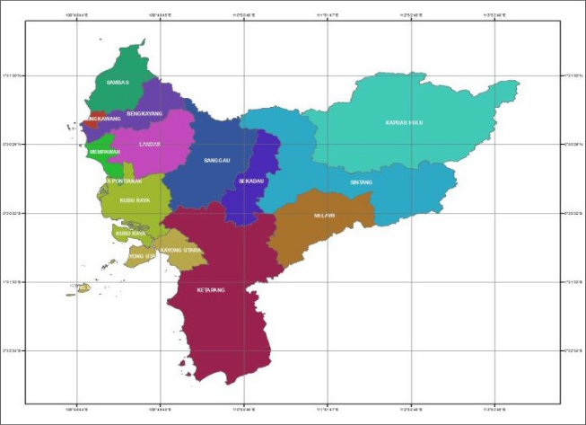 Letak Geografis Kabupaten dan Kota di Prov. Kalimantan Barat / Kalbar