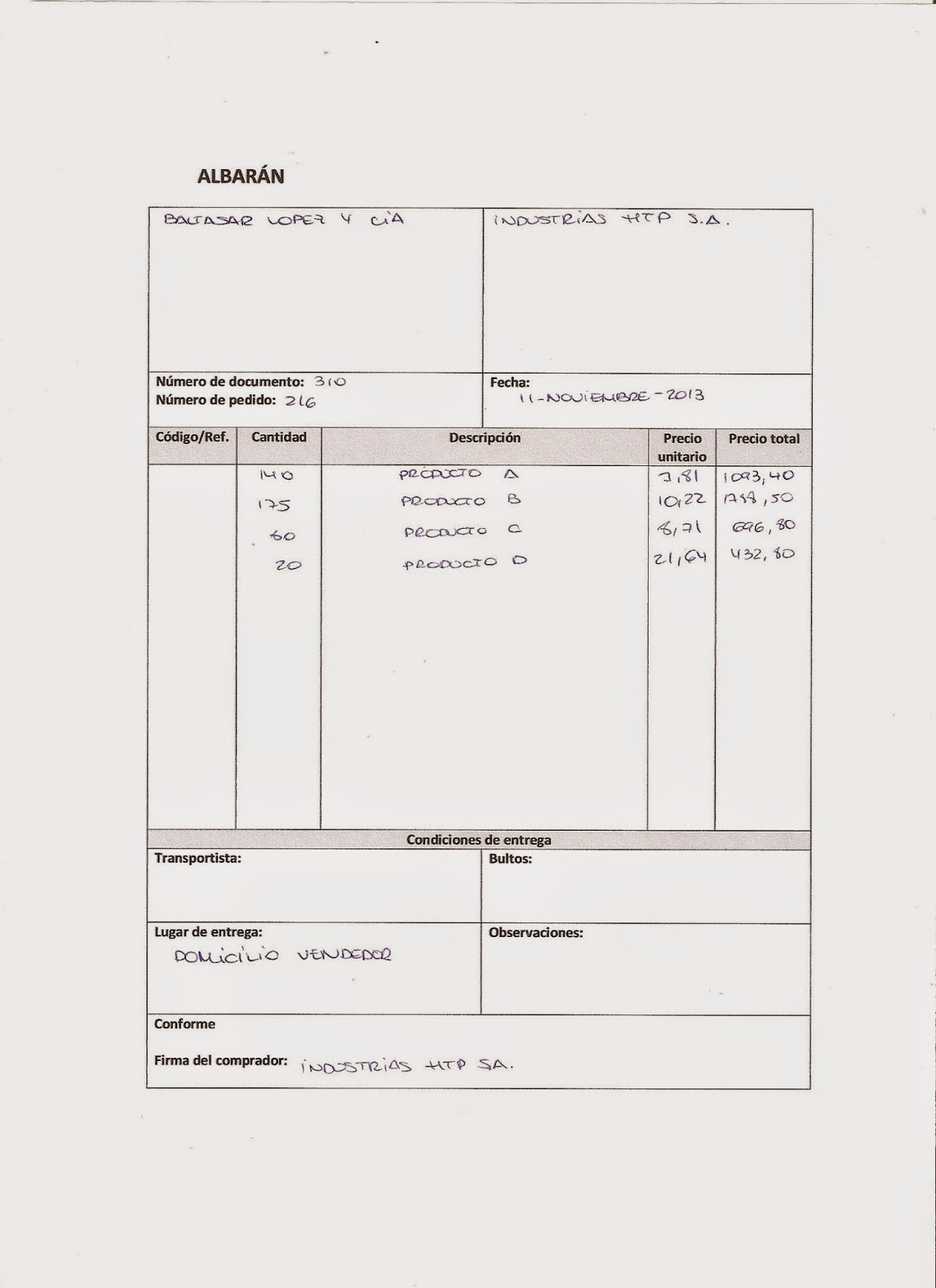 1ºGestión Administrativa: Presupuesto, Pedido, Albarán 