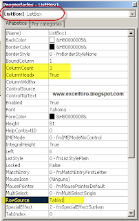 VBA: ListBox con varias columnas y encabezados.