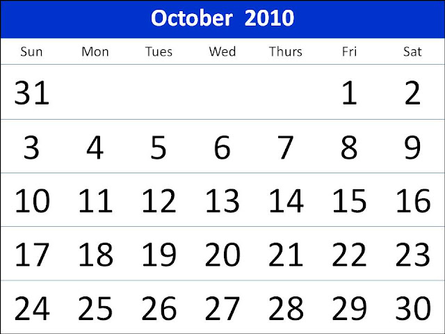 2010 october calendar. Featuring october calendar