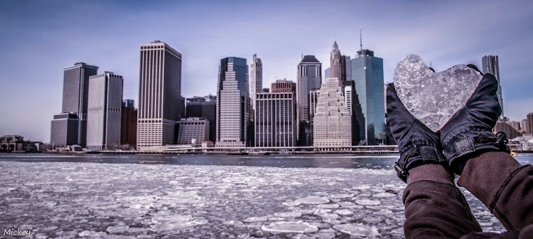 Frozen, ice, East river, New York