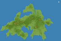 Feorad Isle, Calidar, satellite view, pre-erosion terrain design, Lambert Conformal Conic Projection