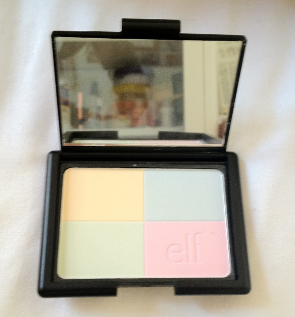 elf, elf make up, eyes lips face, e.l.f., complexion perfection, highlighter, eye brightener, reduce redness, cancel out red tones, red tones, purple tones, grey tones, face powder, setting powder