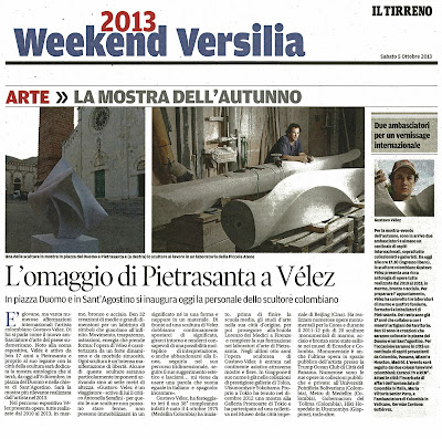 Periódico Il Tirreno.  La Versilia, Italia. Sábado 5 de cotubre de 2013