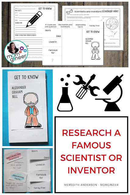 Famous scientists and inventors biographical research project! Kids use an easy-to-follow format to learn about a scientist or inventor and then share their findings with classmates. | Meredith Anderson - Momgineer