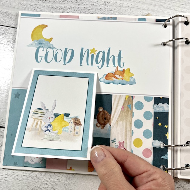 Sweet Baby Scrapbook Album Page with sleeping animals