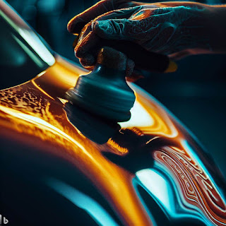 waxing and polishing a car, photography